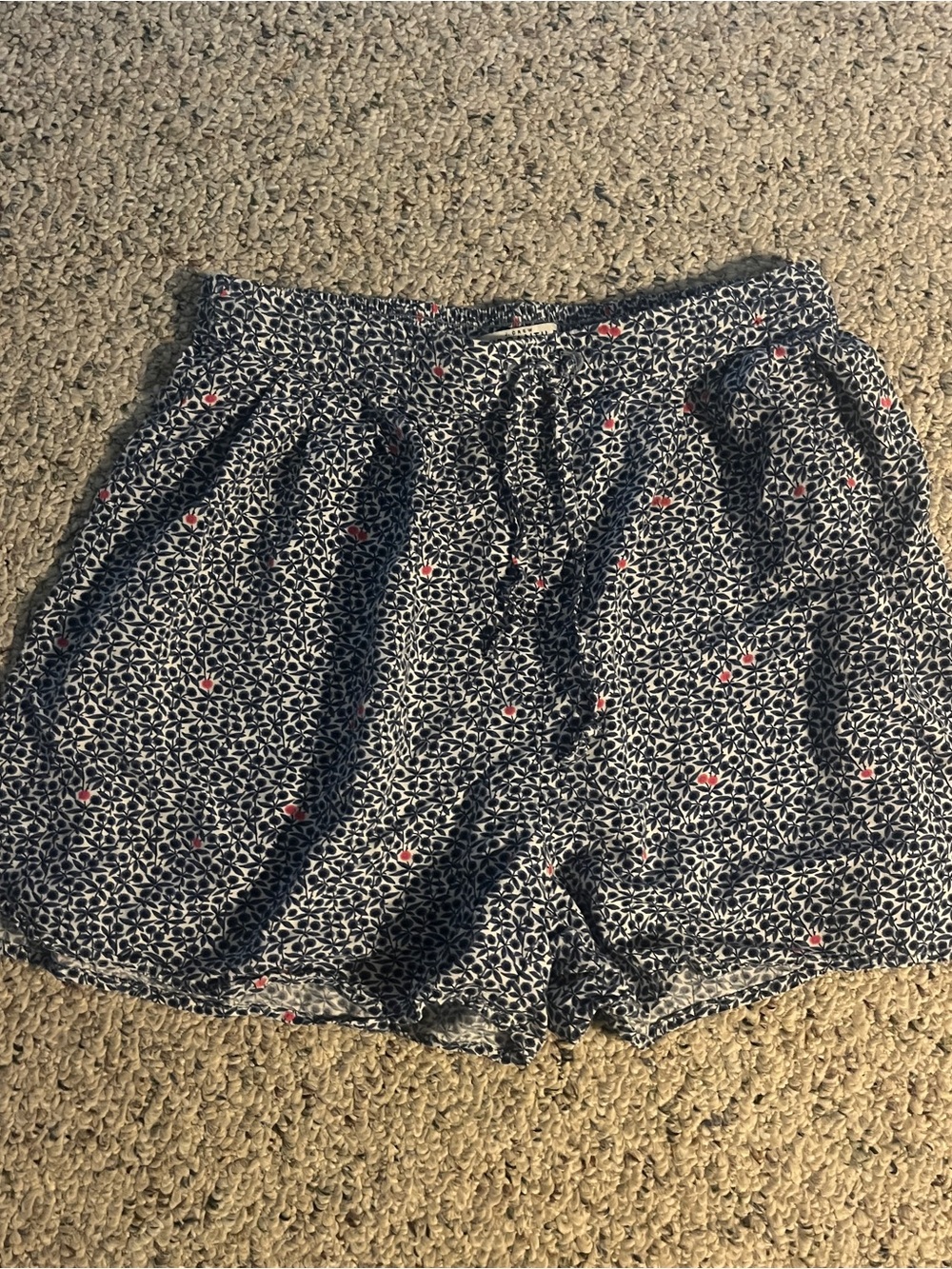 Women's J.Crew Mercantile Navy Floral Drawstring Shorts